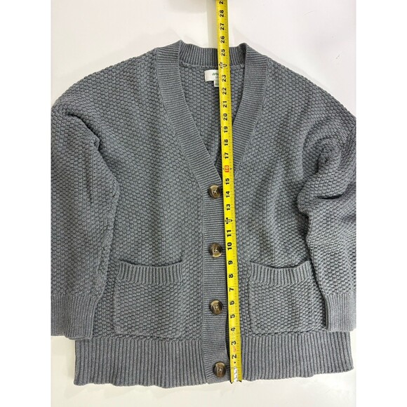 Aerie Long Gray Cotton Varsity Cardigan Sweater Women’s S Oversize Boyfriend - Picture 6 of 8